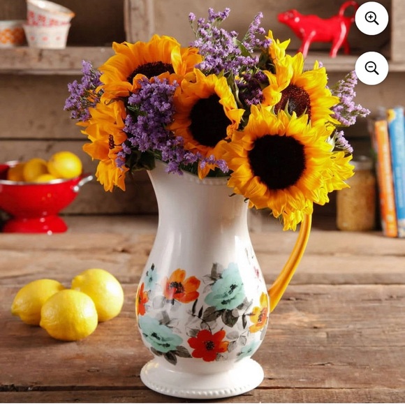 The Pioneer Woman Flea Market White Decorated Floral 2-Quart Pitcher - Picture 11 of 11